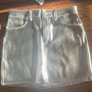 NWT- Silver Metallic Skirt